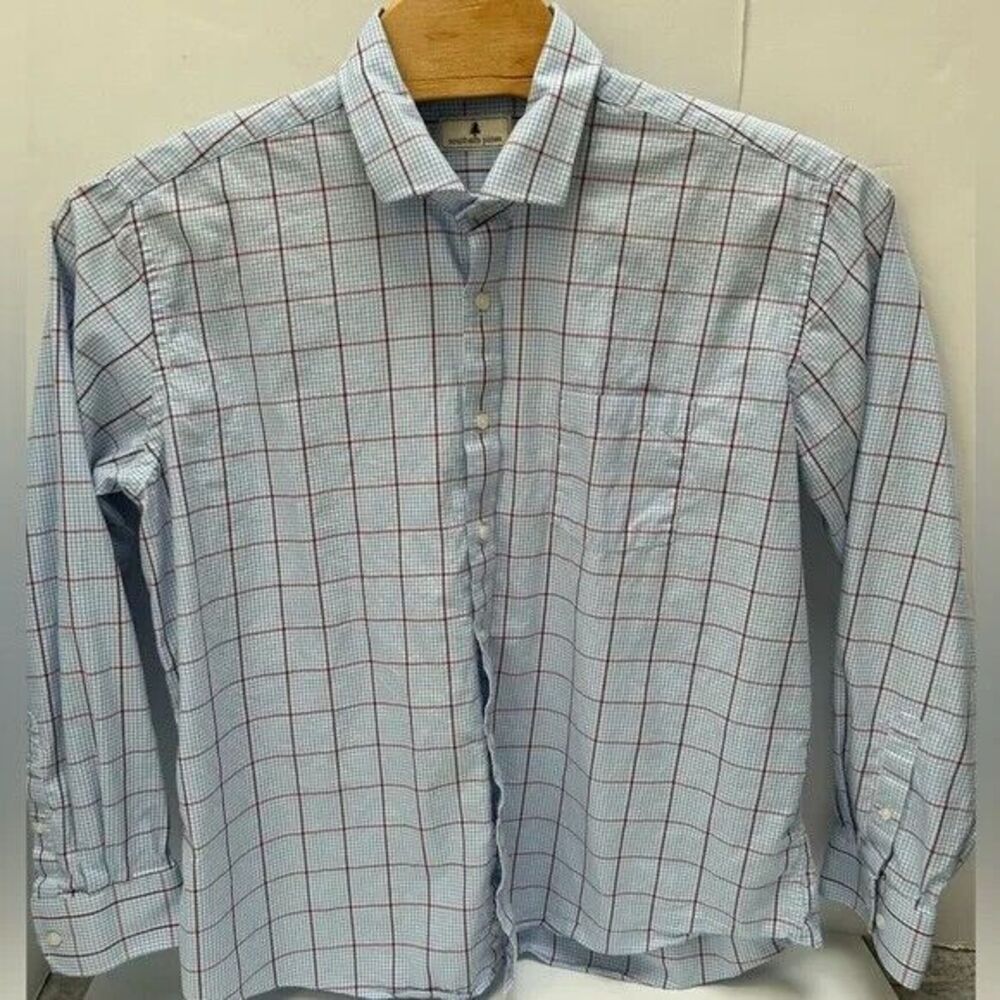 Southern‎ Pines Cotton Blue Check Plaid Long Sleeve Button Up Shirt size XXL